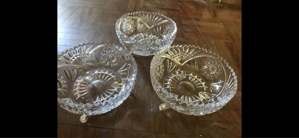 Conjuntos taças / saladeiras / fruteiras antigas vidro e cristal