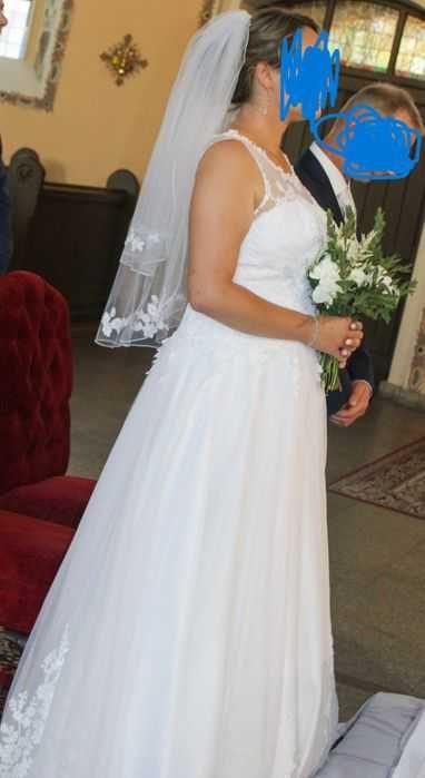 Asymetryczna suknia ślubna rozmiar L