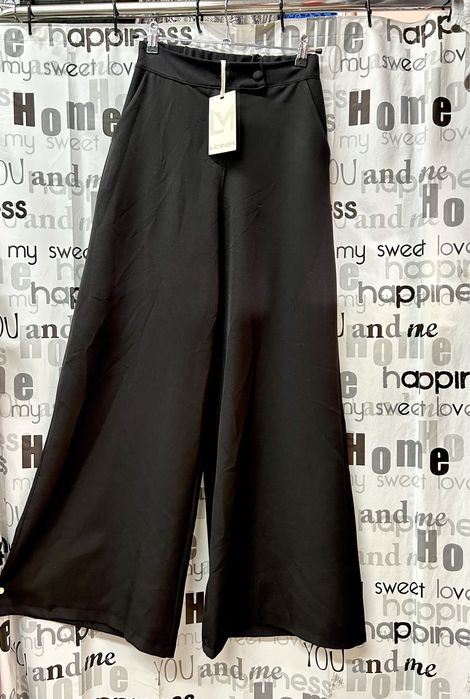 Брюки тёплые палаццо классика, чёрные, Италия, XS-M