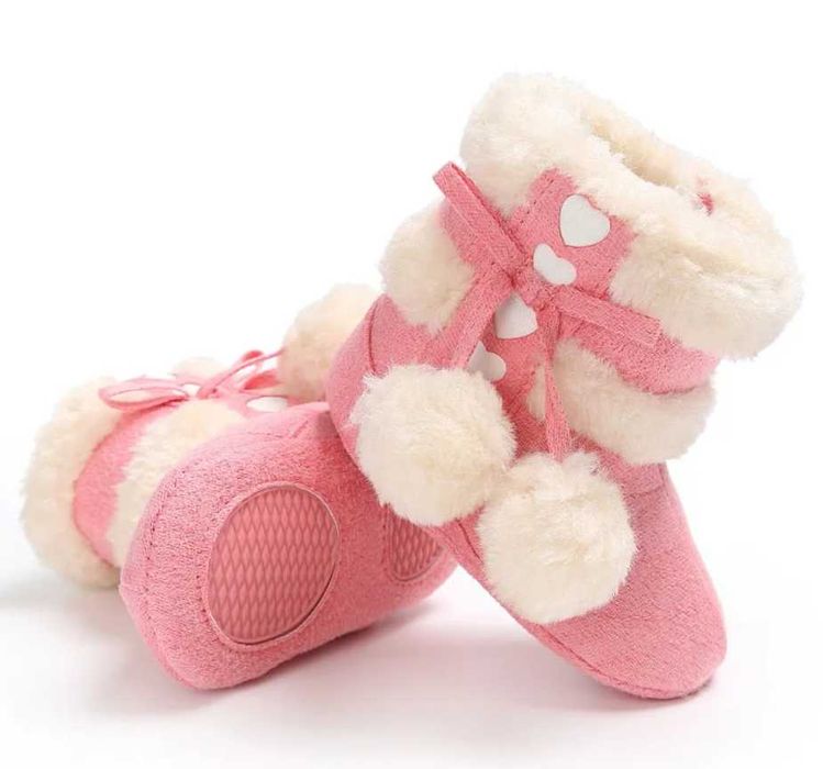 ŚNIEGOWCE kozaki ciepłe NIECHODKI 17/18/19/20/21 RÓŻOWE z futerkiem