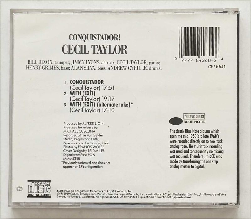 CD_CECIL TAYLOR, Conquistador. Muito estimado, como novo.