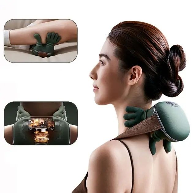 Аккумуляторний масажер для шиї та плечей біонічний з імітацією рук, ін