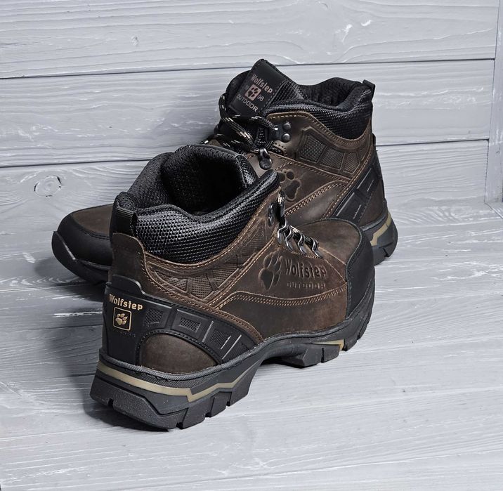 Мужские кожаные черные коричневые зимние прошитые ботинки / кроссовки!