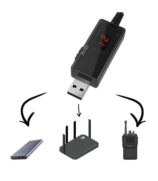 Кабель USB-DC для роутера з перемикачем 9V/12V