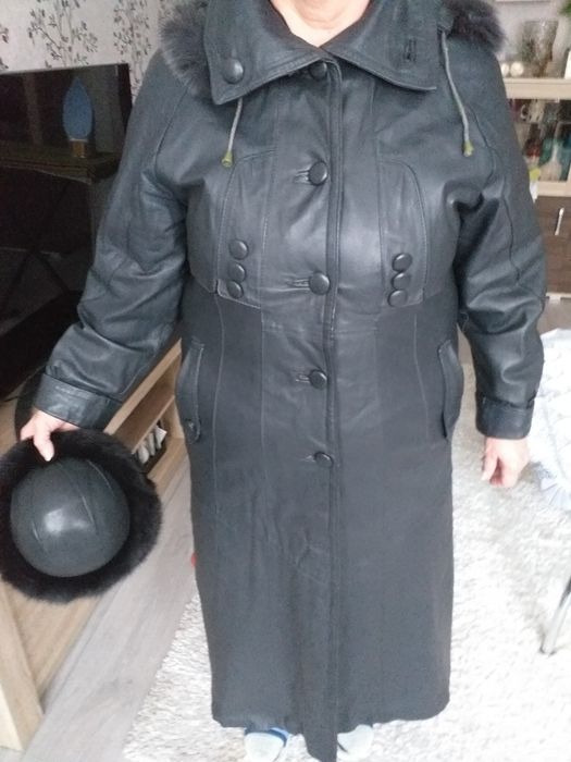 Płaszcz długi z naturalnej skóry 46/48 XXXL