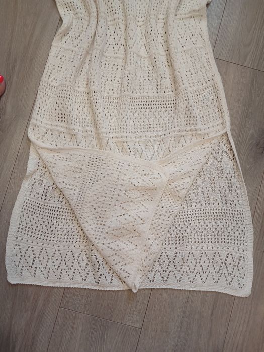 Тренд пляжна в'язана сукня парео накидка на пляж в сіточку прозора