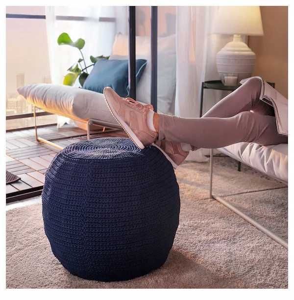 Pokrycie do pufy Ikea OTTERÖN granat INNESKAR plecione makrama