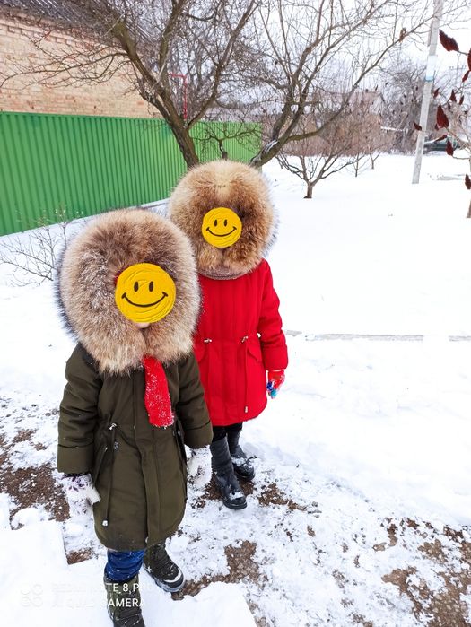 Детские парка с натуральным мехом, шапка норка