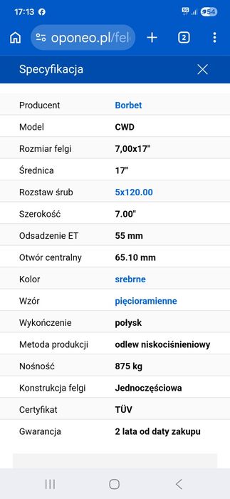 Alufelgi 17 5x120 Vw T5 T6 Wzmacniane Bus