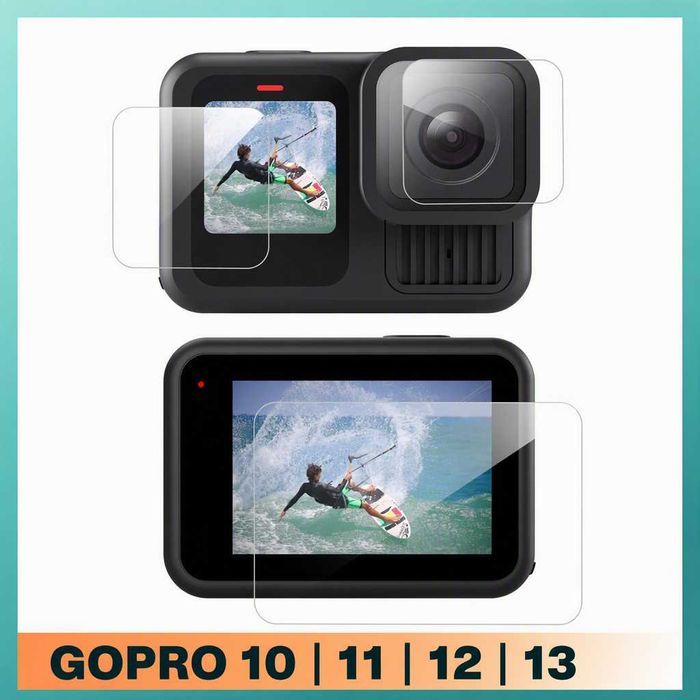 Захисне скло GoPro Hero 9/10/11/12/13 — комплект 3 шт. (всі дисплеї + лінза)