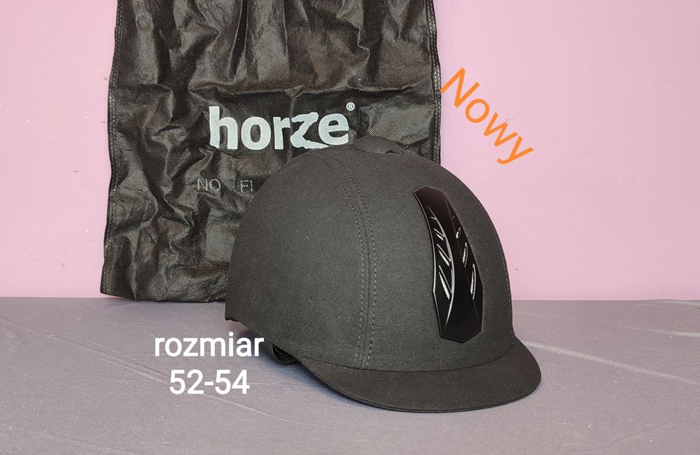 NOWY Kask jeździecki Horze Triton czarny z workiem - regulowany 52-54