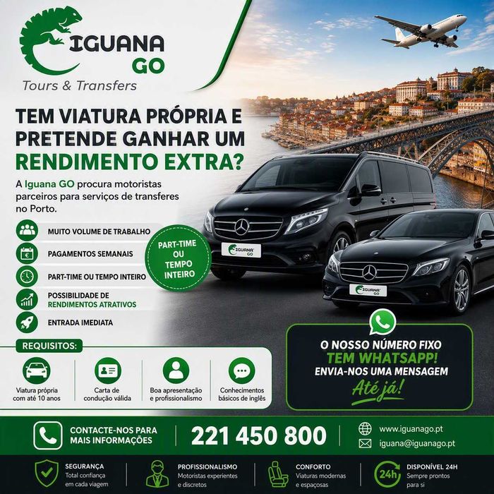 Motoristas para Transferes | Part-Time ou Tempo Inteiro