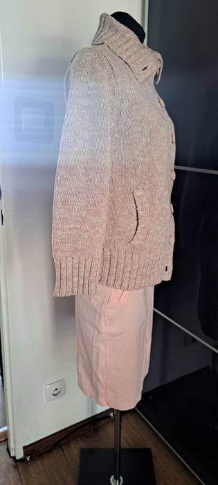 Damski sweter 36/38 pudrowy róż