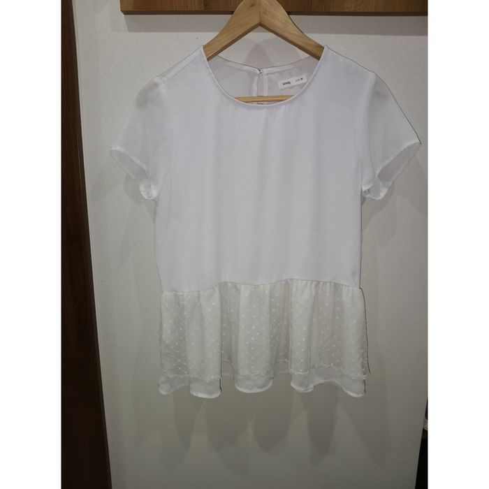 Biała koszula bluzka z falbaną koronka gładka sinsay M 38