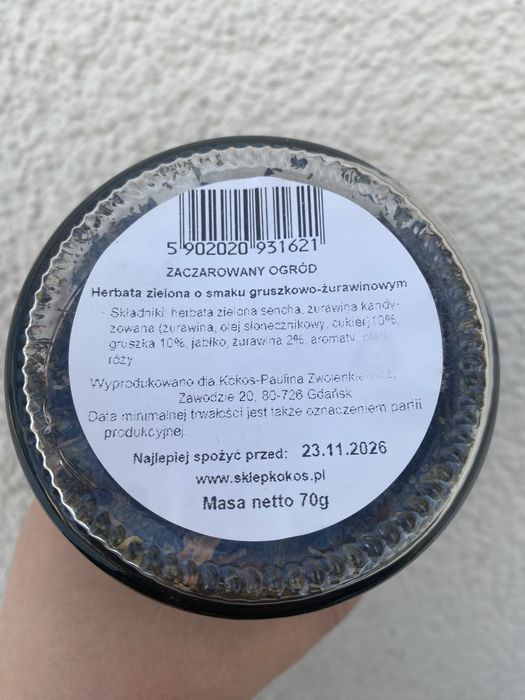 Herbata zielona gruszka i żurawina 70g