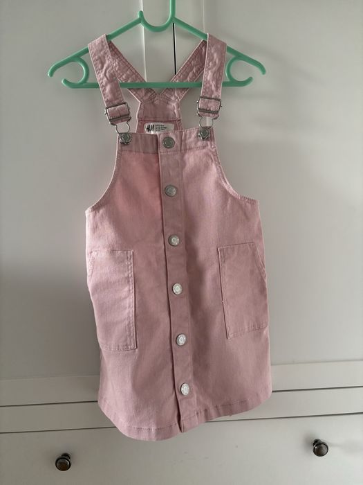 H&M 110 Sukienka ogrodniczka różowa