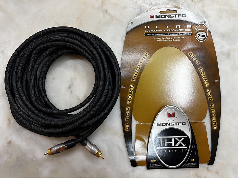 Cabo da Monster Cable para subwoofer com 7,5 mts e certificação THX