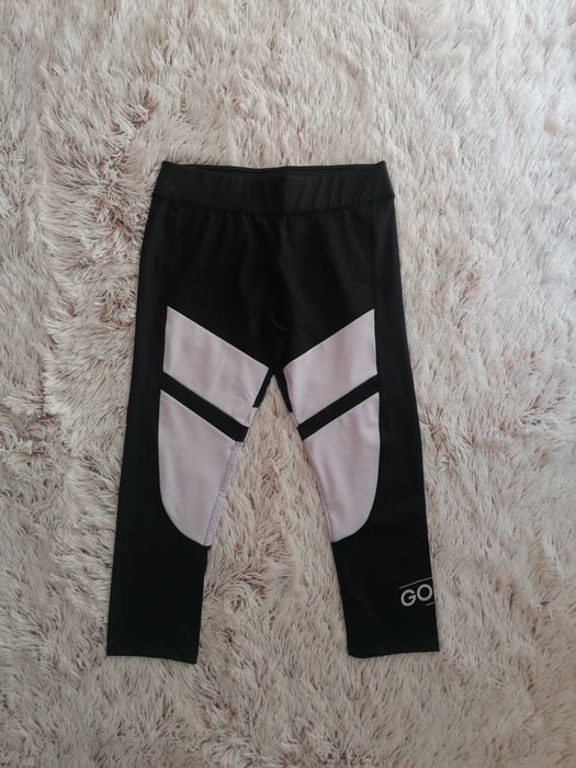 Sportowe legginsy siateczka L czarno białe