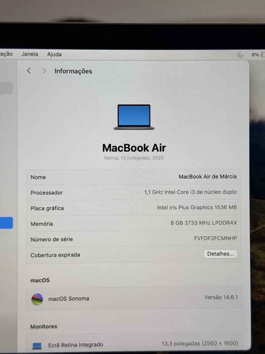 MacBook Air 2020 como novo | 8GB RAM | SSD 256GB