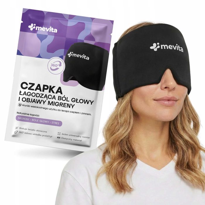 Czapka na MIGRENE Bol glowy Kompres zelowy Maska Chlodzaca Oklad 360