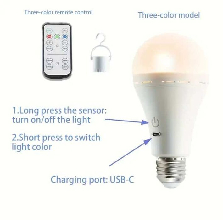 ПЕРЕЗАРЯДЖУВАЛЬНІ лампочки з ПУЛЬТОМ, на батарейках
