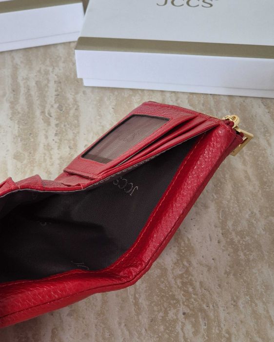 Кожаный женский компактный кошелек JCCS. Шкіряний гаманець