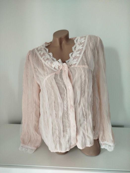 Рожева пудрова блузка 50 розмір шифон