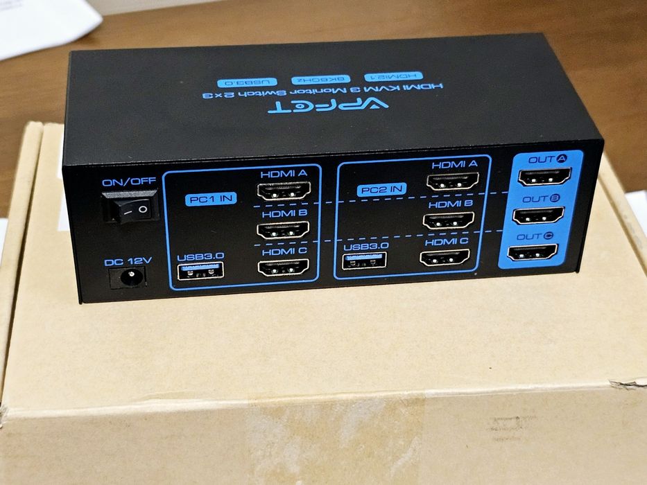 Свіч HDMI KVM 3 Monitor 2x3 VPFET VP-SW231