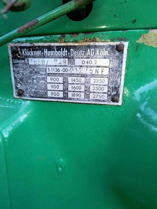 Ciągnik rolniczy Deutz 3  cylindrowy model D 40. 2,