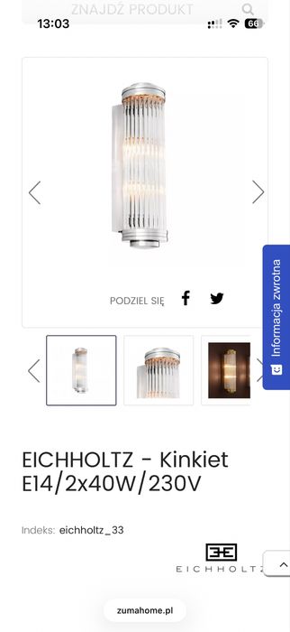 Elegancki kinkiet ala Art Deco