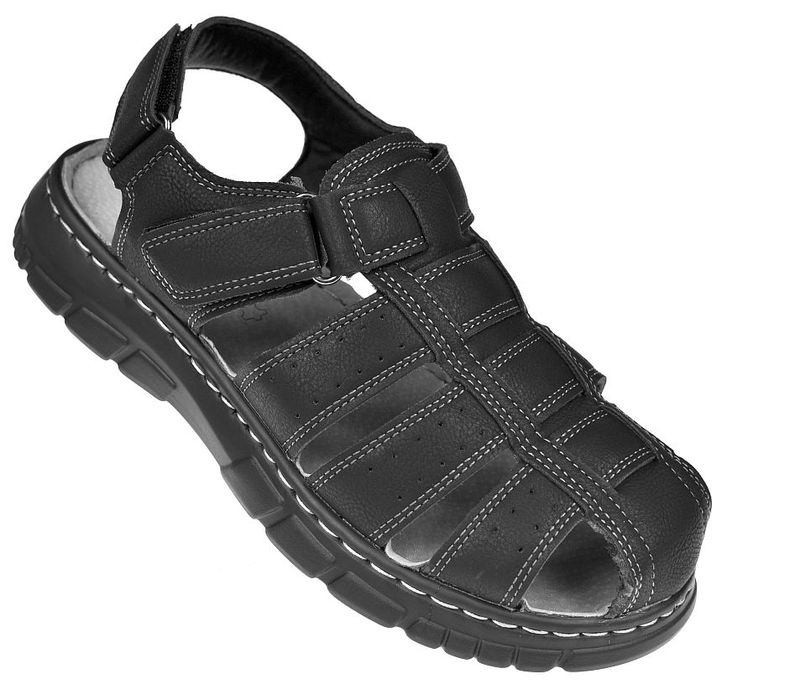 Sandały męskie 1295 czarne zakryte palce rzepy rozmiar: 42