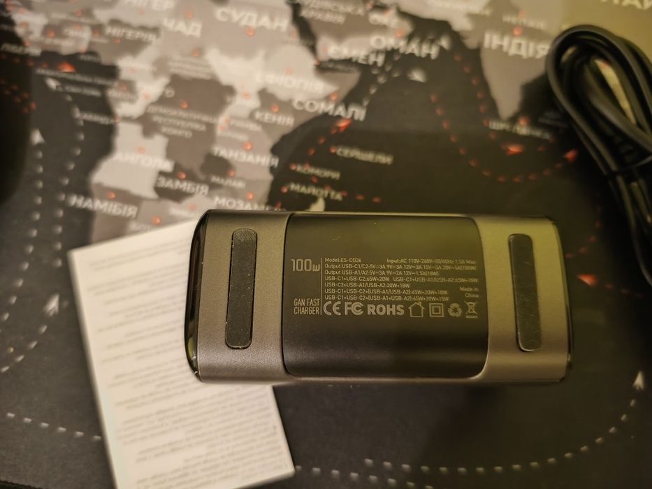Зарядне  Essager ES-CD36 100W GaN 2U+2C
