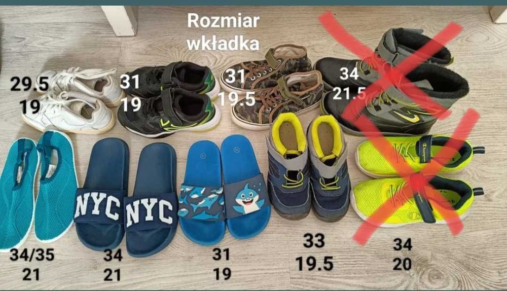 Okazja- buty chłopięce zestaw od 28 do 34 plus gratisy
