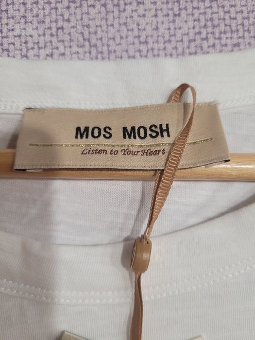 Nowa z metką biała bluzka tshirt z beżowym nadrukiem Mos Mosh new 38