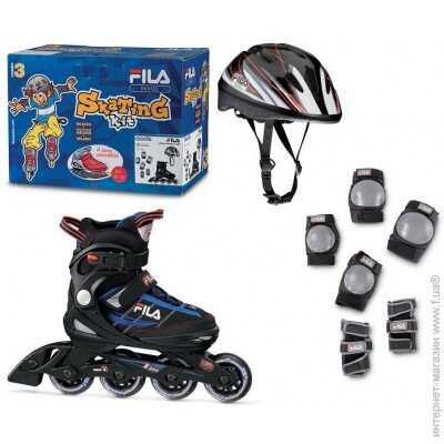 Дитячі ролики для хлопчика Fila  combo 3 set з захистом та шоломом.