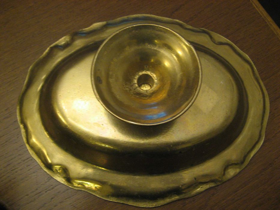 Mosiężna patera na nodze, duża ciężka, stara, doskonały stan