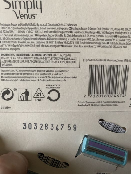Maszynki do golenia gillette simply venus