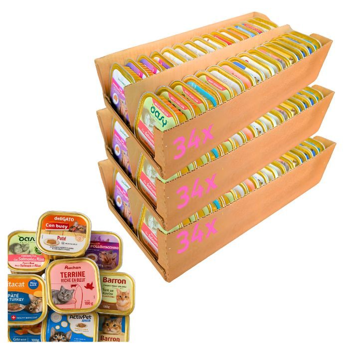 102Szt X Pasztety Tacki Dla Kota Zestaw Mix 100/85G Promo