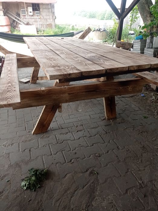 Stół ogrodowy solidny rustykalny z litego drewna