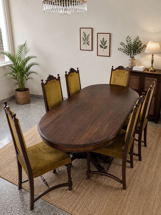 Mesa de madeira maciça mais 7 cadeiras