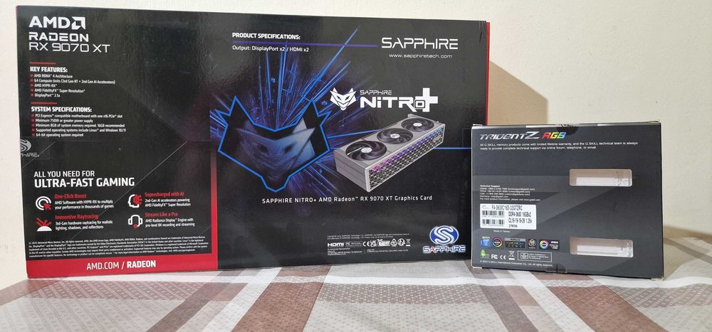 G.SKILL Trident Z RGB 32GB (2x16GB) DDR4-3600MHz CL16 + Sapphire NITRO+ AMD Radeon RX 9070 XT OC 16GB GDDR6