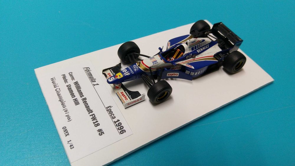 Williams Renault FW18 #5 D. Hill: Campeão Mundial Fórmula 1 1996 - Miniatura Onyx 1/43