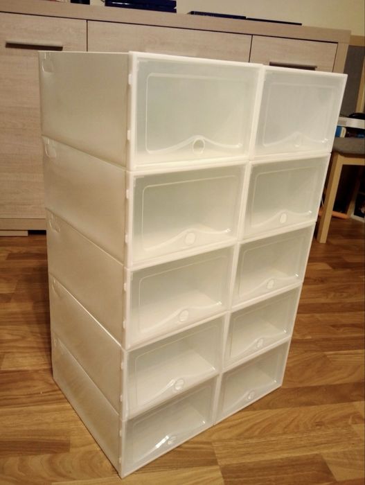 10x modułowe pudełka na buty organizer składany do szafy białe