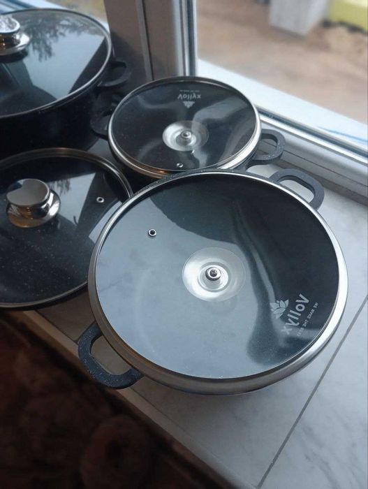Набір посуду (12 предметів) з гранітним  покриттям. Набір каструль.