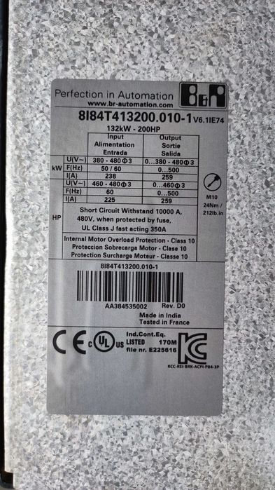 Variador Frequência 132 kW B&R = Schneider