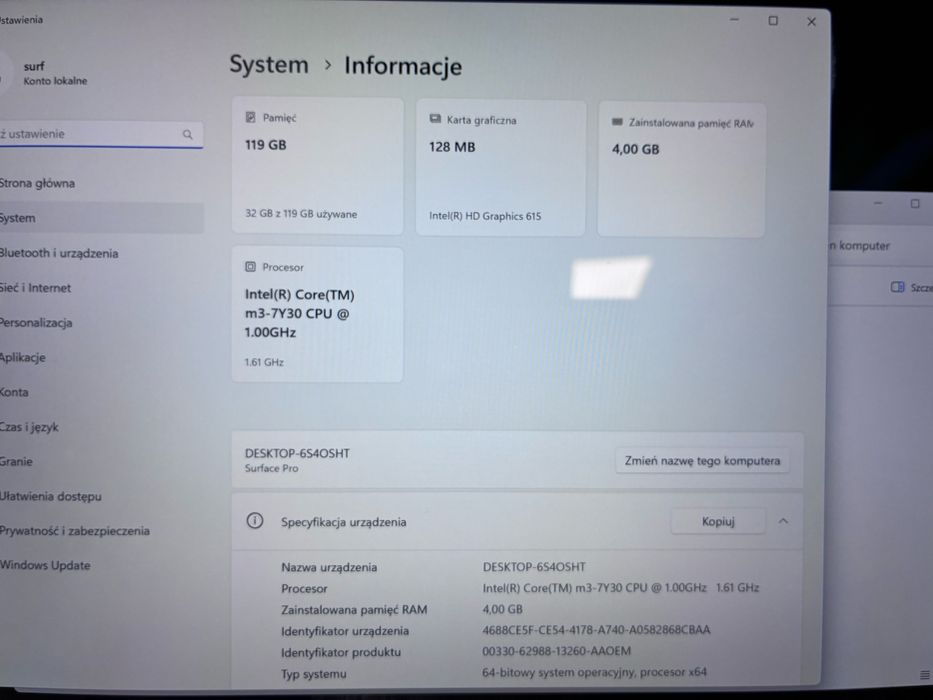 Microsoft Surface Pro 5 M3-7y30