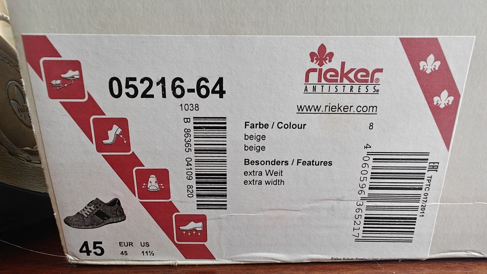 Półbuty skórzane sportowe RIEKER Beżowy 45