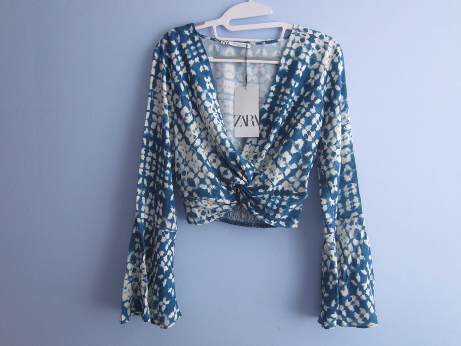 Nowa super bluzka - crop top z długim rękawem, Zara, rozm. M (S, XS)