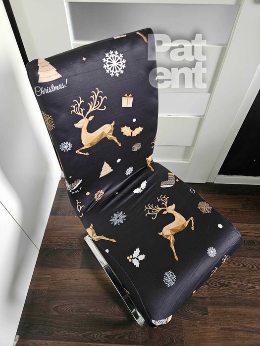 Świąteczne pokrowce na krzesła świąteczne 4 sztuki czarne święta