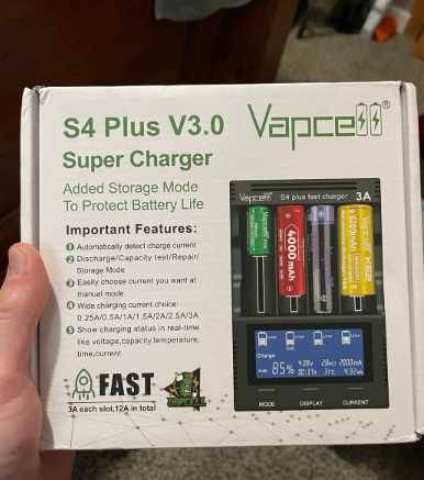 Vapcell original s4 plus v3.0 carregador rápido 4 slots 12a carregador